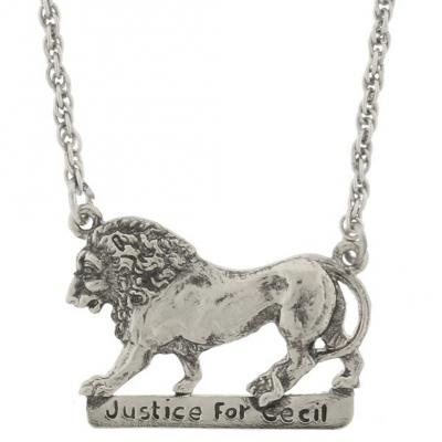 Silver Tone Justice for Cecil the Lion Necklace.jpg